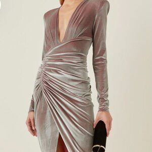 Alexandre Vauthier Velvet Ruched Draped Gown, Size EU‎ 40 / US 8, Pink & Silver